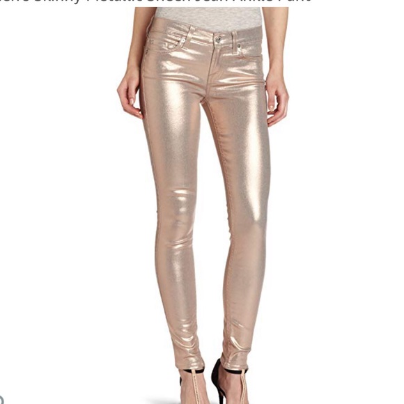 7 For All Mankind Denim - 7 for all Mankind Metallic Rose Gold Skinny Jeans